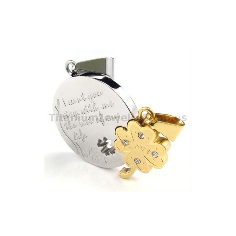 Colgantes De Titanio Con Trébol De Cuatro Hojas Dorado Para Amantes (Cadenas Gratis) Colgantes De Titanio Con Trébol De Cuatro Hojas Dorado Para Amantes (Cadenas Gratis)
