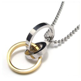 Collar Con Colgante De Tres Anillos De Titanio Puro Para Hombre (Nuevo)