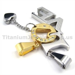 Colgantes Dorados Love Titanium Lovers Con Cadenas Sin Diamantes