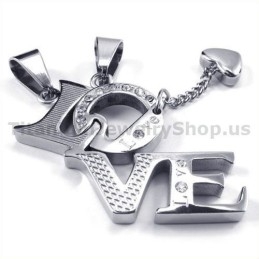 Colgantes De Titanio Love Lovers Con Cadenas Sin Diamantes