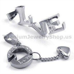Colgantes De Titanio Love Lovers Con Cadenas Sin Diamantes