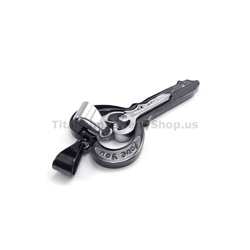 Colgantes De Llave De Titanio Negro Para Amantes - Cadenas Gratis