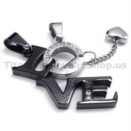 Colgantes De Titanio Negro Para Amantes Del Amor Con Cadenas Sin Diamantes
