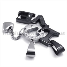 Colgantes De Titanio Negro Para Amantes Del Amor Con Cadenas Sin Diamantes
