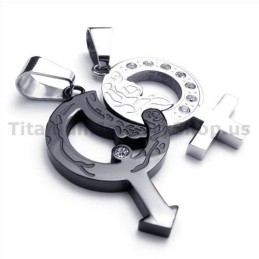 Colgantes De Titanio Negro Para Amantes Con Cadenas Sin Diamantes