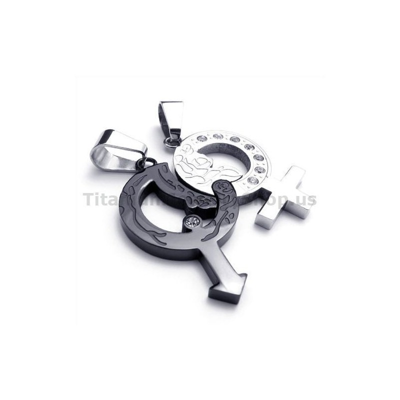 Colgantes De Titanio Negro Para Amantes Con Cadenas Sin Diamantes Colgantes De Titanio Negro Para Amantes Con Cadenas Sin Diamantes