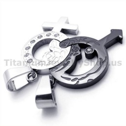 Colgantes De Titanio Negro Para Amantes Con Cadenas Sin Diamantes