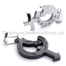 Colgantes De Titanio Negro Para Amantes Con Cadenas Sin Diamantes