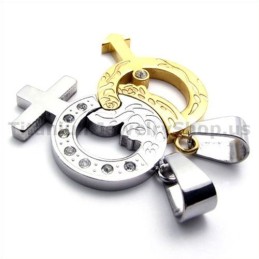 Colgantes Dorados De Titanio Para Amantes De La Joyería Con Cadenas Sin Diamantes