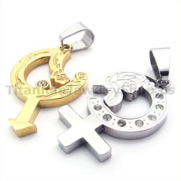 Colgantes Dorados De Titanio Para Amantes De La Joyería Con Cadenas Sin Diamantes