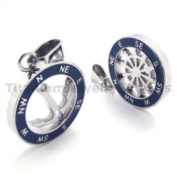 Colgantes De Titanio Con Ancla Y Timón Para Amantes (Cadenas Gratis)