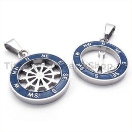 Colgantes De Titanio Con Ancla Y Timón Para Amantes (Cadenas Gratis)