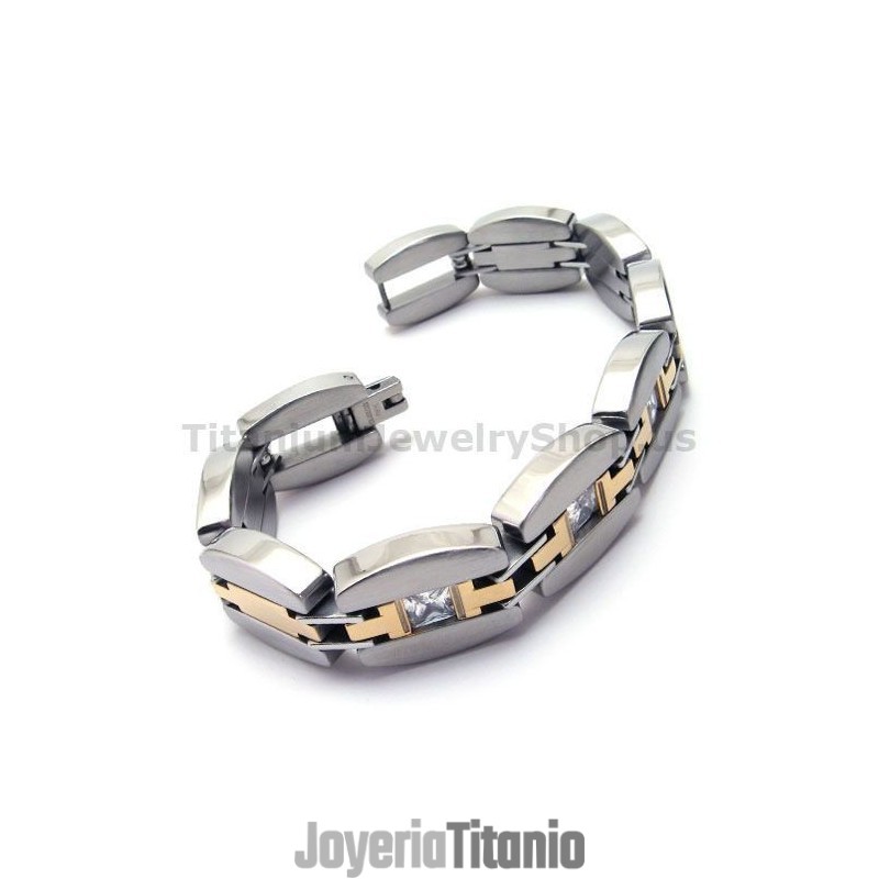Pulsera De Titanio Para Hombre Con Diamantes