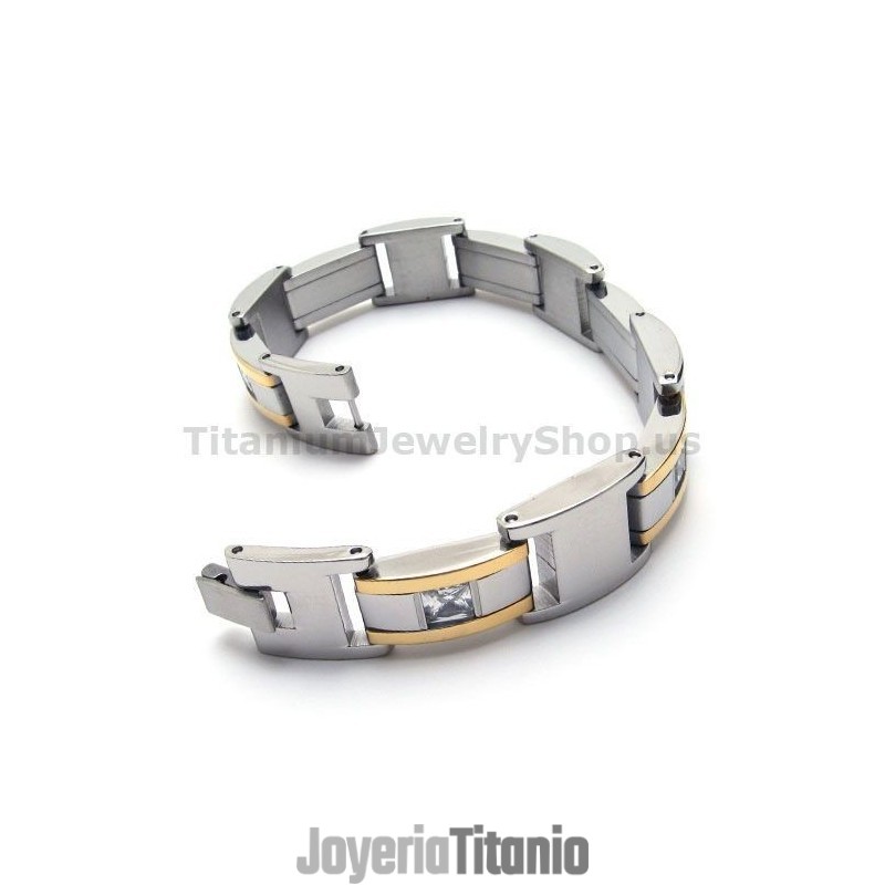 Pulsera De Titanio Para Hombre Con Diamantes