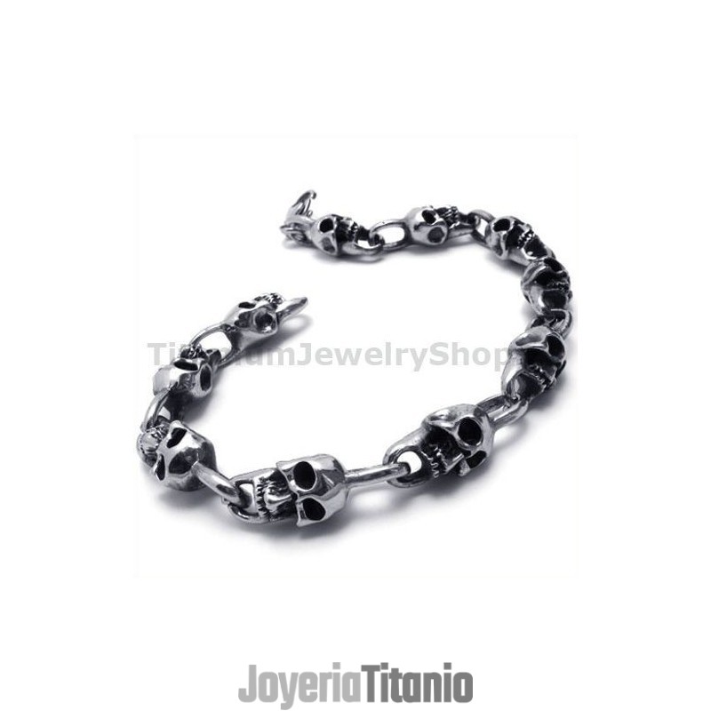 Pulsera De Calavera De Titanio Para Hombre