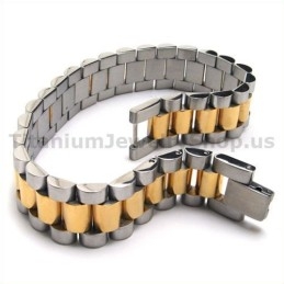 Pulsera De Titanio Dorado Para Hombre