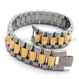 Pulsera De Titanio Dorado Para Hombre