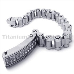 Pulsera De Titanio Para Hombre Con Diamantes