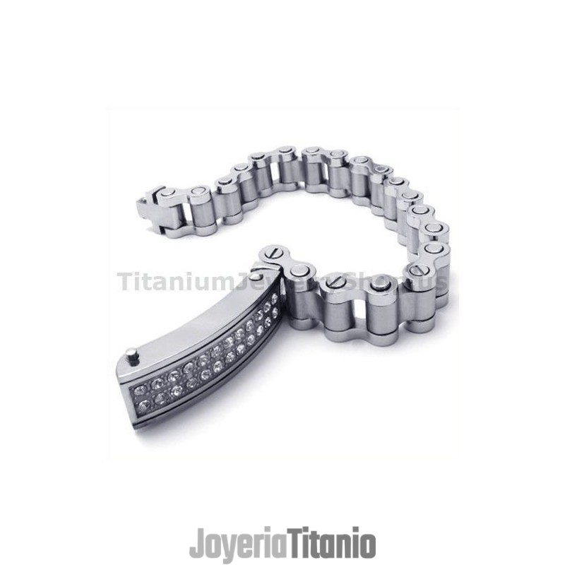 Pulsera De Titanio Para Hombre Con Diamantes