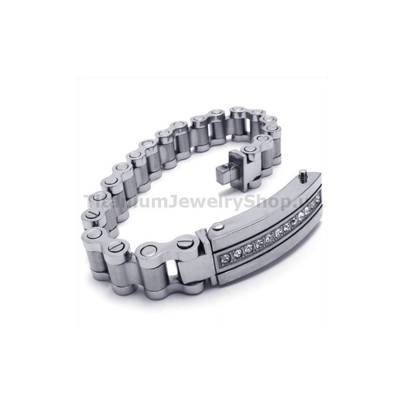 Pulsera De Titanio Para Hombre Con Diamantes Pulsera De Titanio Para Hombre Con Diamantes