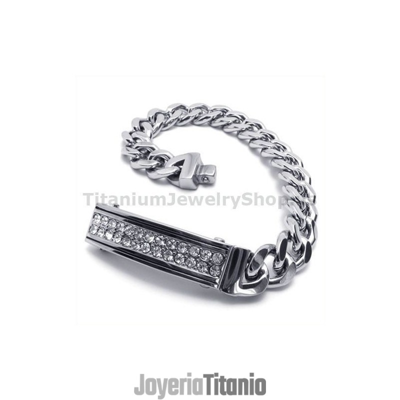 Pulsera De Titanio Para Hombre Con Diamantes Pulsera De Titanio Para Hombre Con Diamantes
