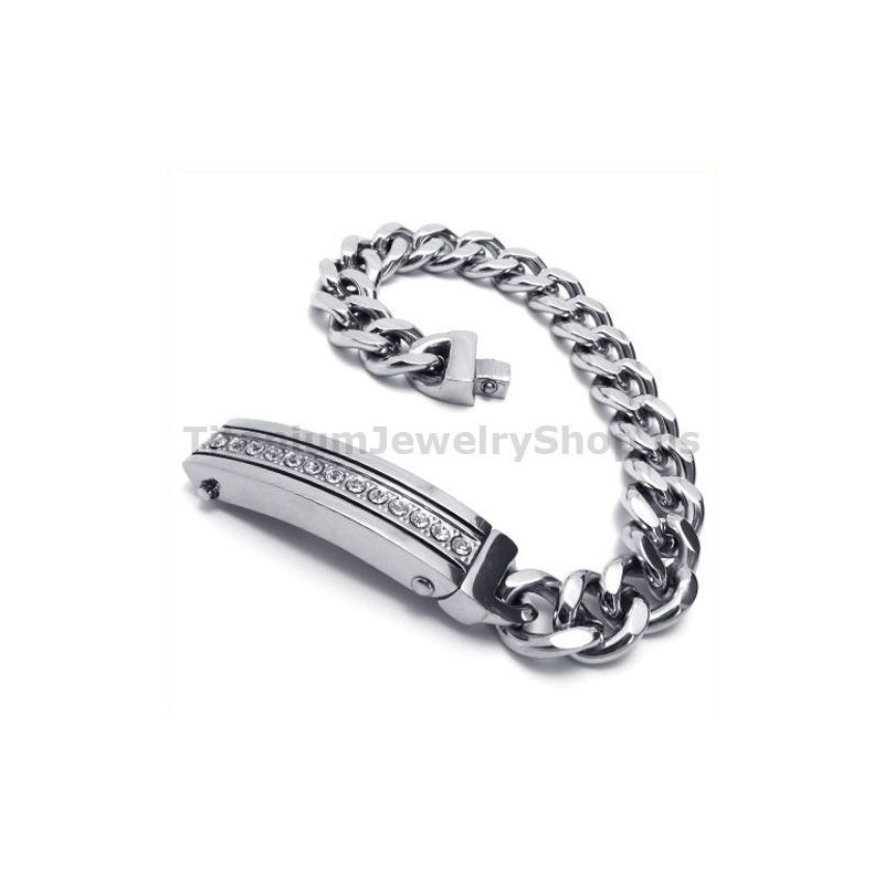 Pulsera De Titanio Para Hombre Con Diamantes Pulsera De Titanio Para Hombre Con Diamantes