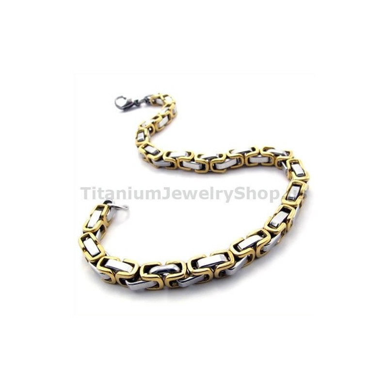 Pulsera De Titanio Dorado Para Hombre