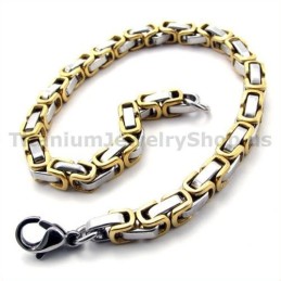 Pulsera De Titanio Dorado Para Hombre