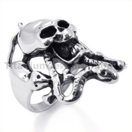 Anillo De Titanio Con Calavera De Serpiente