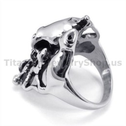 Anillo De Titanio Con Calavera De Serpiente