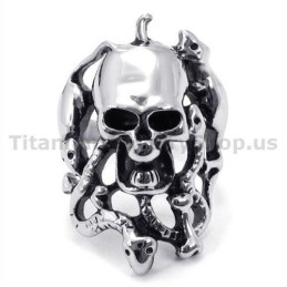 Anillo De Titanio Con Calavera De Serpiente
