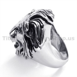 Anillo De Titanio Con Forma De León