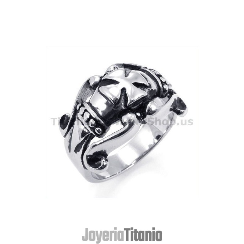 Anillo De Titanio Con Cruz