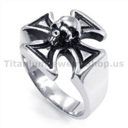 Anillo De Titanio Con Calavera Cruzada