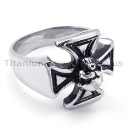 Anillo De Titanio Con Calavera Cruzada