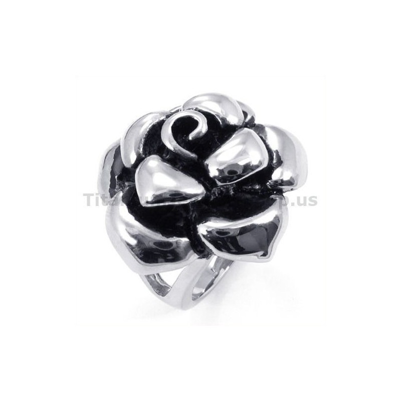 Anillo De Titanio Con Flores Anillo De Titanio Con Flores