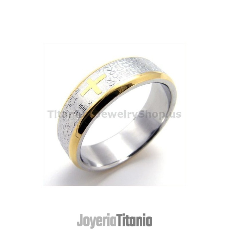 Anillo De Titanio Con Cruz