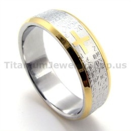 Anillo De Titanio Con Cruz