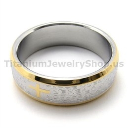 Anillo De Titanio Con Cruz