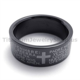 Anillo De Titanio Negro Con Cruz