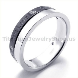 Anillo De Titanio Negro True Love Con Diamante