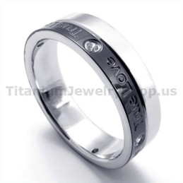 Anillo De Titanio Negro True Love Con Diamante