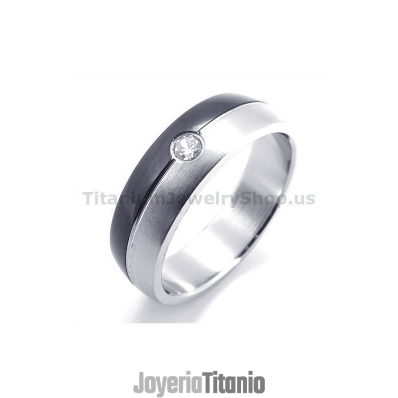 Anillo De Titanio Negro Con Diamante Anillo De Titanio Negro Con Diamante
