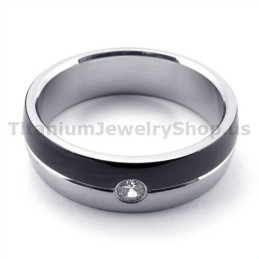 Anillo De Titanio Negro Con Diamante