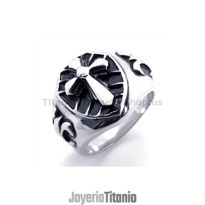 Anillo De Titanio Con Cruz