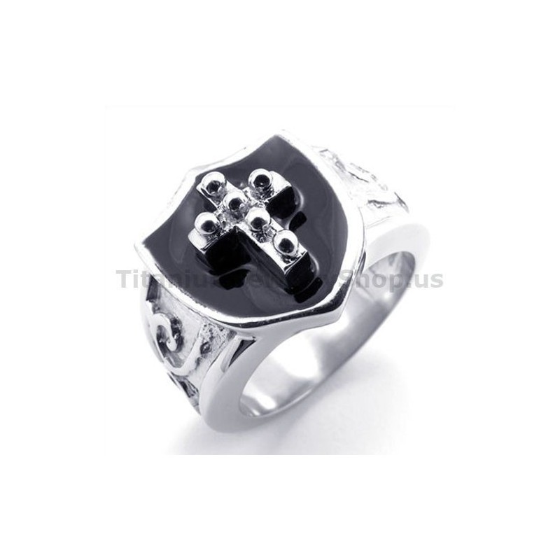 Anillo De Titanio Con Cruz