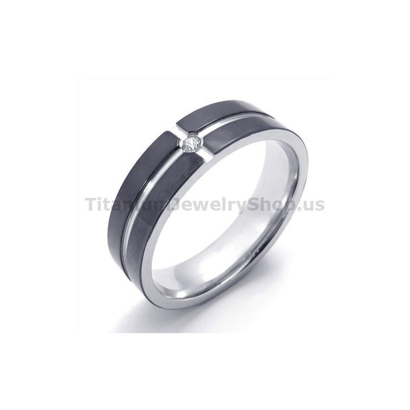 Anillo De Titanio Negro Con Diamante Anillo De Titanio Negro Con Diamante