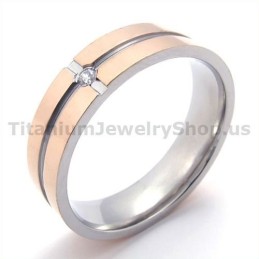 Anillo De Titanio Dorado Con Diamante