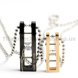 Colgantes De Titanio Con Diamantes "Atrévete A Amar" Para San Valentín - Cadenas Gratis