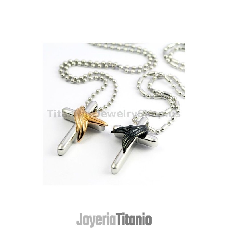 Colgantes De Titanio Con Alas De Ángel Y Cruz Para Enamorados, Regalo De San Valentín - Cadenas Gratis Colgantes De Titanio Con Alas De Ángel Y Cruz Para Enamorados, Regalo De San Valentín - Cadenas Gratis